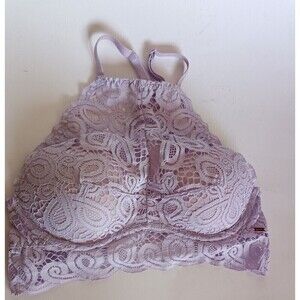 Victoria's Secret Pink Push Up Bralette Bra Size XS Padded Purple Floral Lace